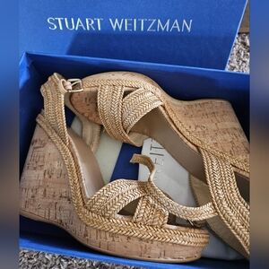 Stuart Weitzman Tan Wedge Sandals